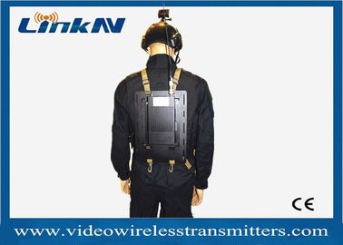 Pemancar Video Manpack Taktis Polisi Militer COFDM HDMI &amp; CVBS Interkom Dua Arah AES256 Bertenaga Baterai