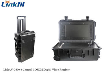 Penerima Video COFDM Taktis dengan Baterai &amp; Tampilan Enkripsi AES256 4-Channel IP65