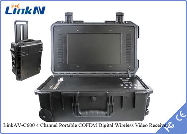 Penerima Video COFDM Taktis Militer Polisi dengan Baterai &amp; Tampilan Enkripsi AES256 Sensitivitas Tinggi 106dBm@2MHz