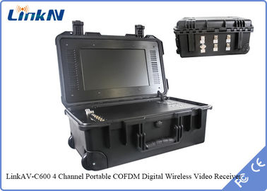Penerima Video COFDM Taktis Militer Polisi dengan Baterai &amp; Tampilan Enkripsi AES256 Sensitivitas Tinggi 106dBm@2MHz